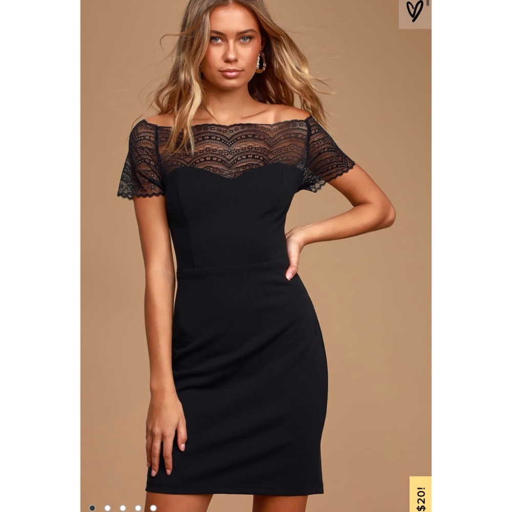 Black Lace Off-the-Shoulder Bodycon Dress NWT!